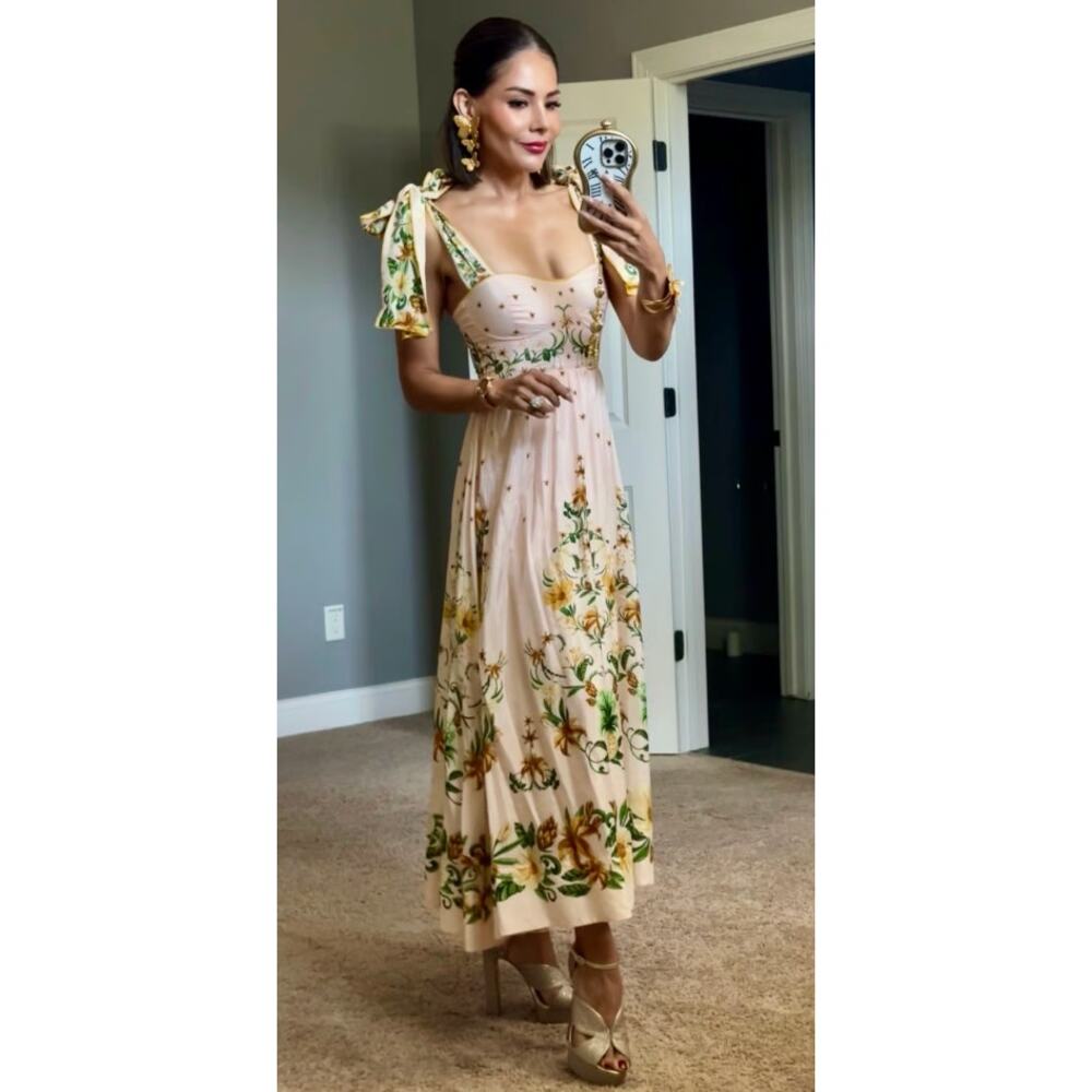 Farm Rio Botanical Beauty Laces Cup Midi Dress size XL - Picture 3 of 10